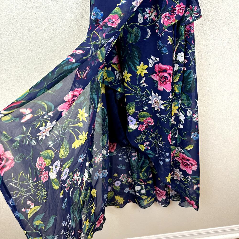 Eliza J Navy Floral High-Low Wrap Dress - Picture 5 of 8